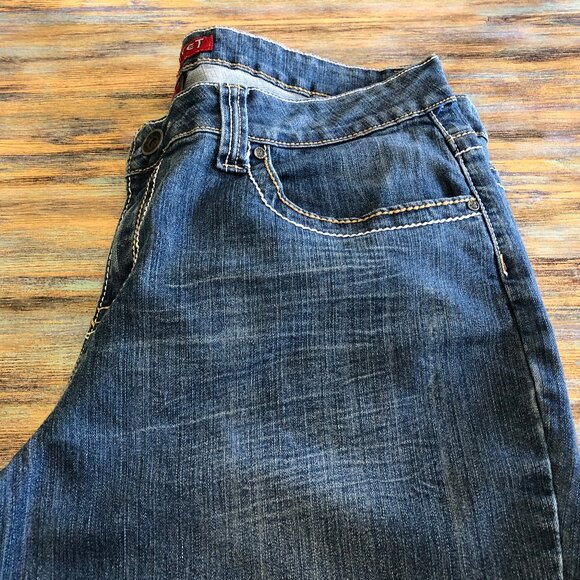 Red Rivet Jeans Capris Cropped Mid Rise Blue Womens Plus Size 18W - Picture 14 of 15